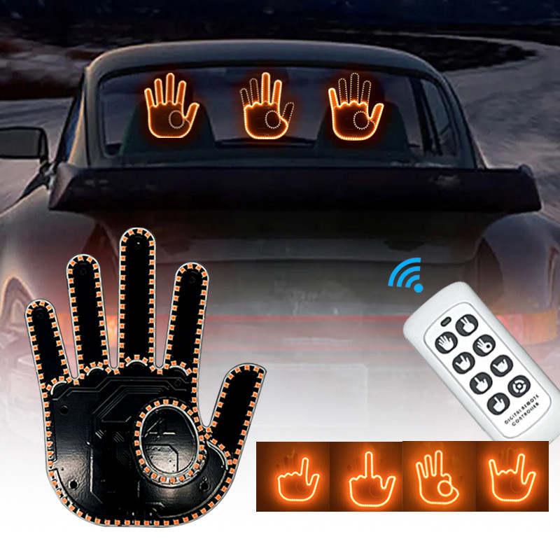 Funny Car Finger Light with Remote Road Rage Signs Middle Gestures Lamp ...