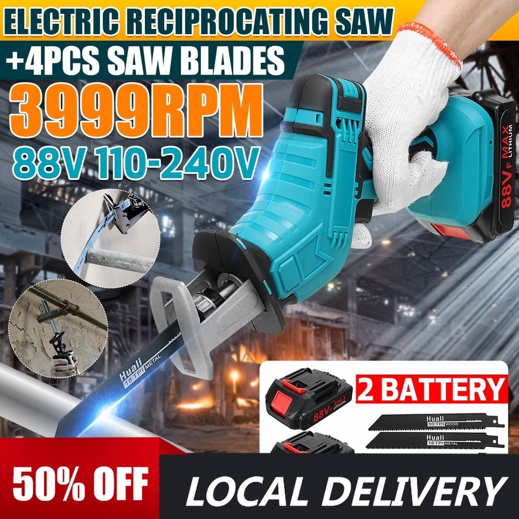 Cordless Reciprocating Saw 88V Electric Saw with 4 Blades Chain Saws ...