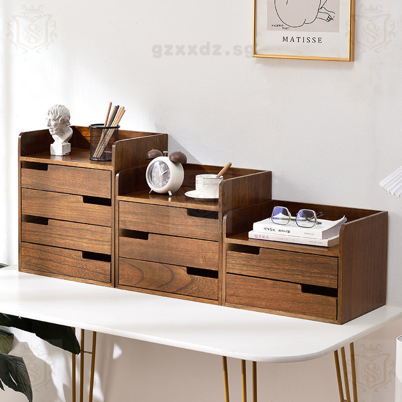 New Solid Wood Desktop Storage Box Multi-Layer Desk with Drawer ...