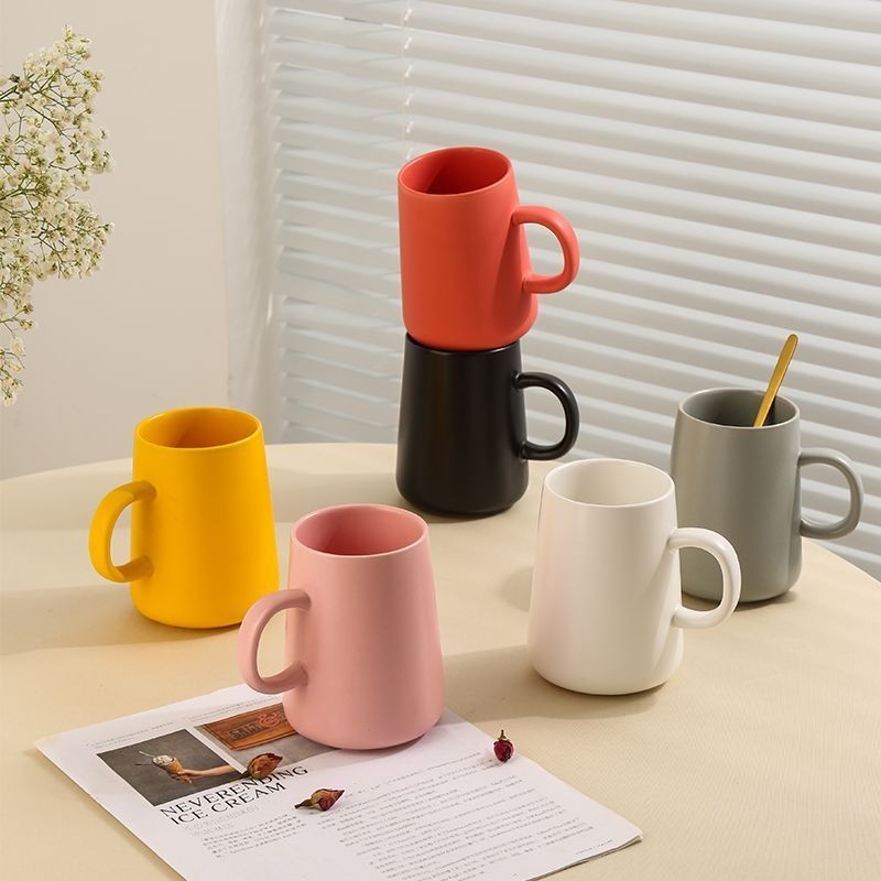 Matte Solid Color Cup Nordic Ceramic Mug Large Capacity Creative Office ...