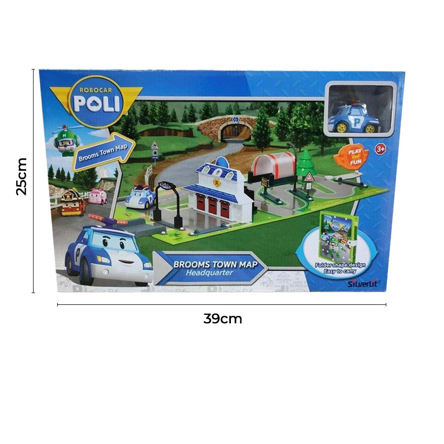 ROBOCAR POLI Brooms Town Map Headquarter with Character Poli Playset ...