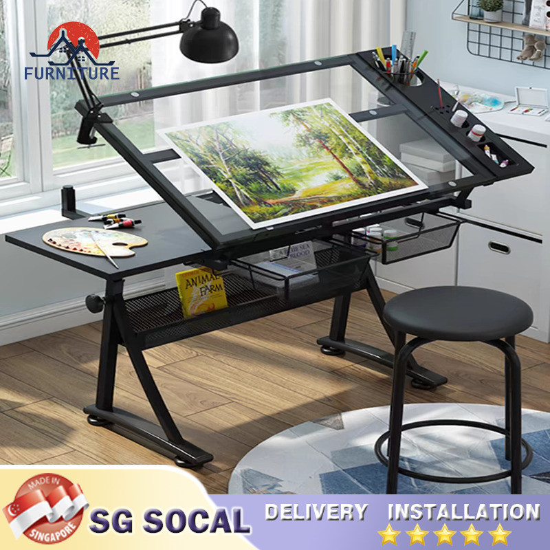 F Home Drawing Table Adjustable Art Craft Drawing Hobby Table Writing ...
