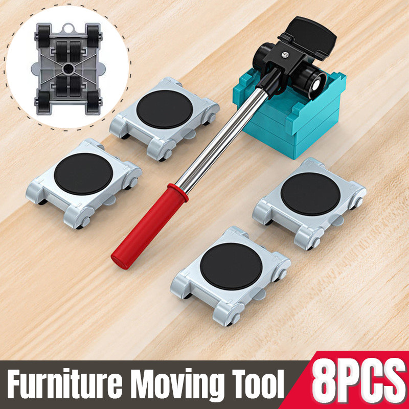 【SG Seller】Furniture Moving Tool 8 PCS With 4 Wheels and 3 Lifter Mover ...