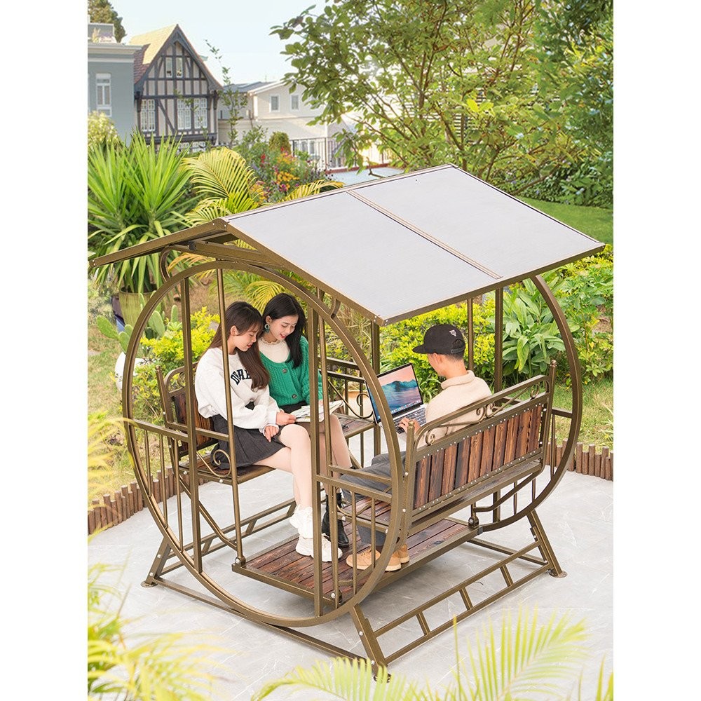 Mojia Outdoor Pavilion Courtyard Solid Wood Mobile Pavilion Power ...