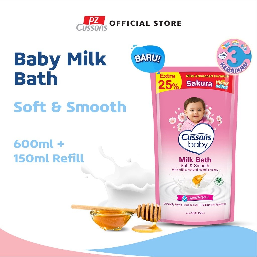 Cussons Baby Milk Bath Soft & Smooth - Sabun Mandi Bayi Refill 600 ml / Merah Jingga Official - Gambar 2