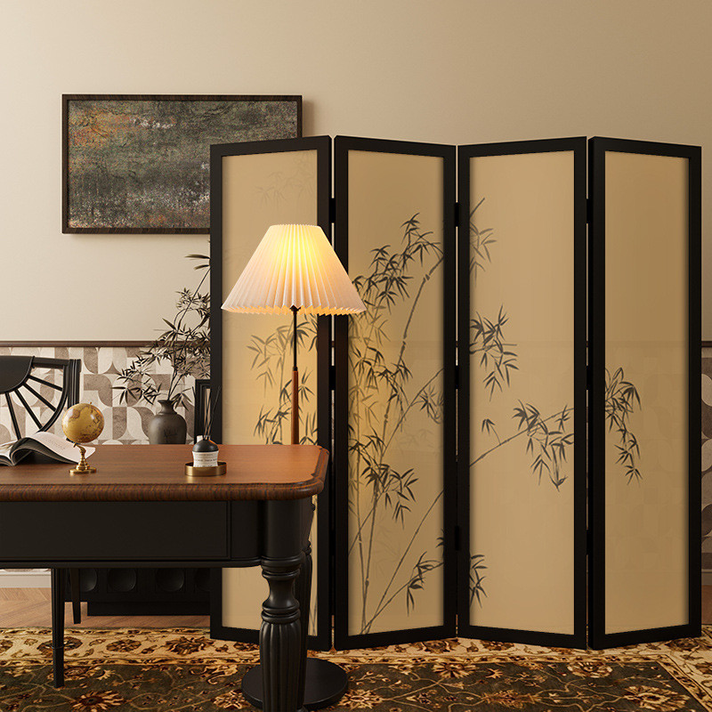 Modern Chinese Style Bamboo Folding Screen Partition Living Room Mobile ...