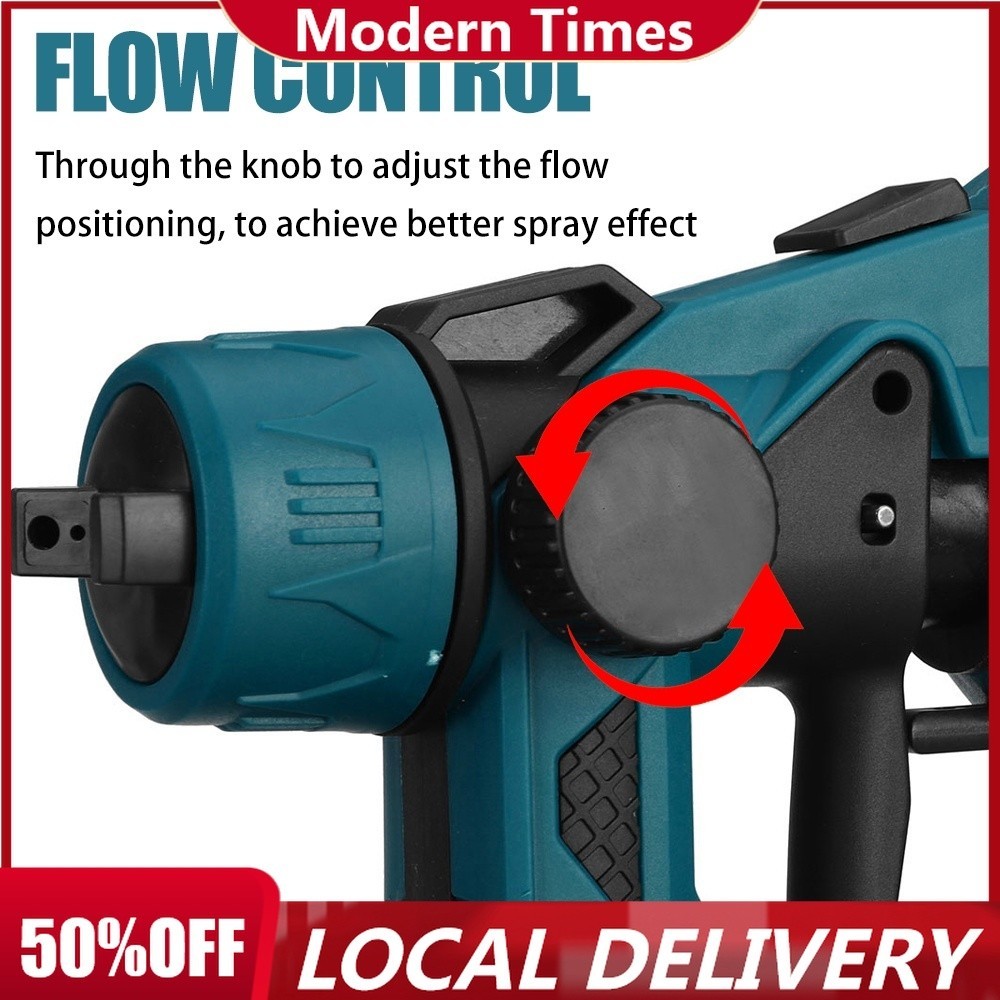 800ML Cordless Electric Spray Guns with 3Nozzle Flow Control Airbrush ...