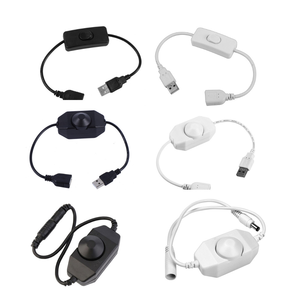 LED Knob Dimmer USB Switch 5V USB 12V 24V DC LED Dimmer Inline Dimming ...