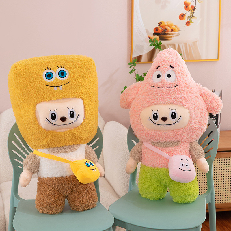 Spongebob SquarePants Pie Star Transformed into Labubu Plush Toy Pop ...