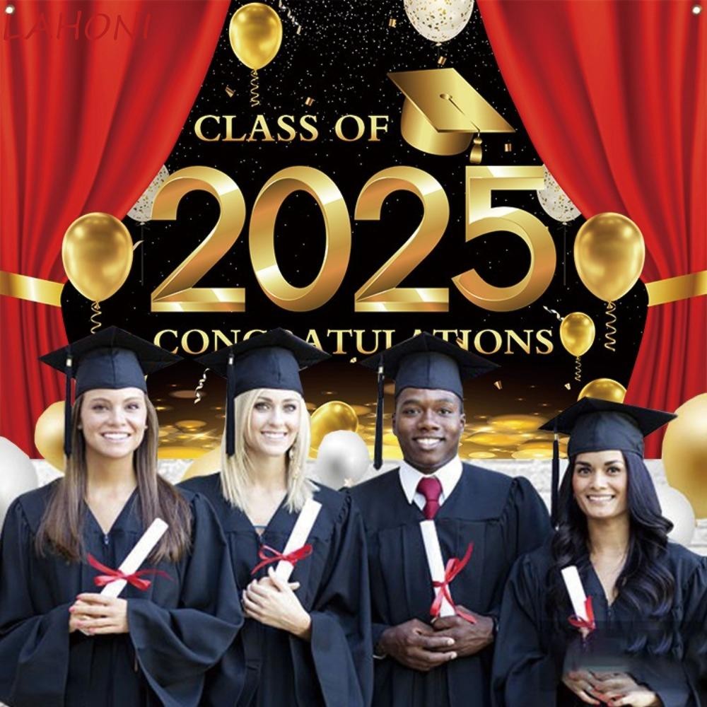 CURTES 2025 Graduation Photography Backdrop, Celebrate Black Gold ...