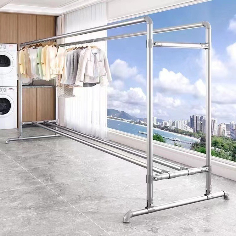 [48H Shipping] Steel Pipe Clothes Drying Rack Extra Thick Floor ...