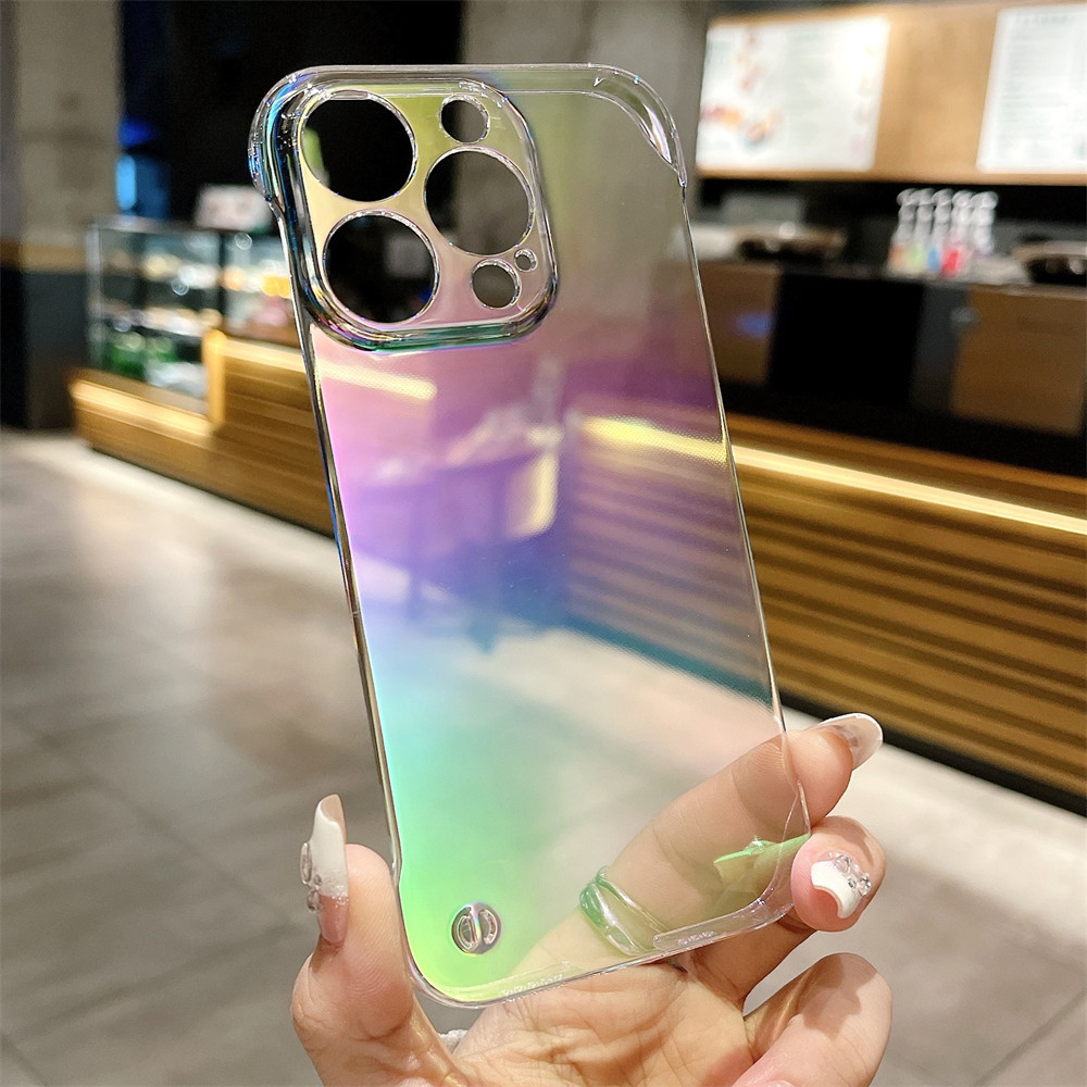 Ultra Thin Frameless Aurora Laser Gradient Color Transparent Clear Case