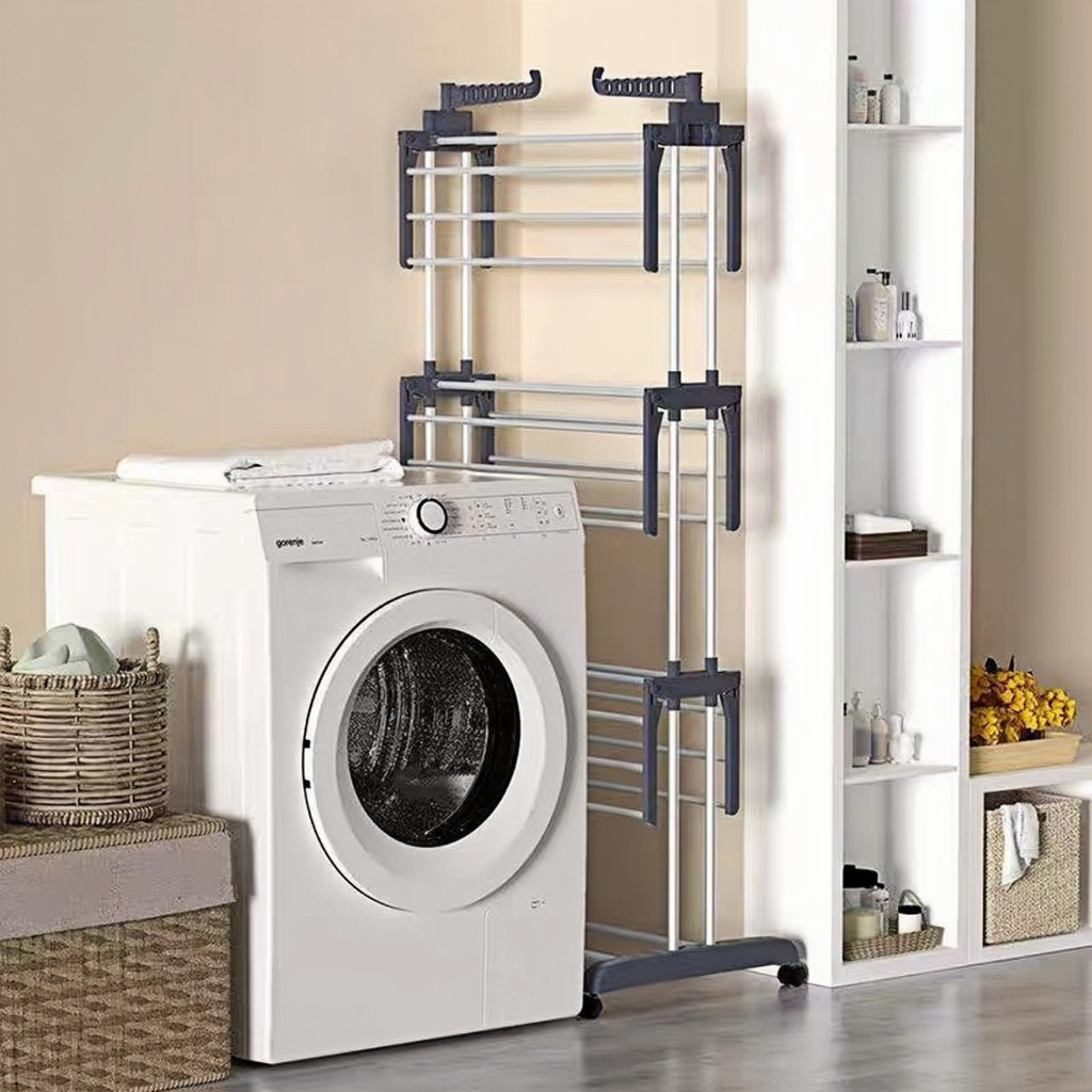 Clothes Drying Rack Foldable 3 Tier Towel Rack Storage Rack Shoe Rack ...