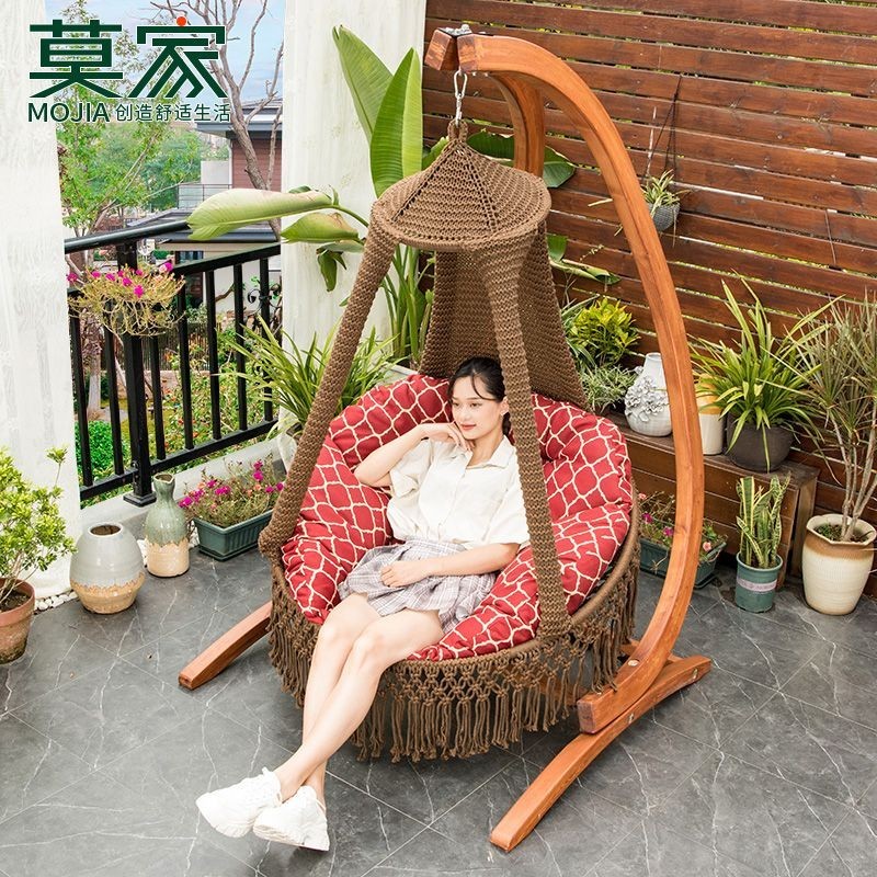 HY-6/Mojia Glider Home Balcony Braid Rope Basket Swing Outdoor Patio ...
