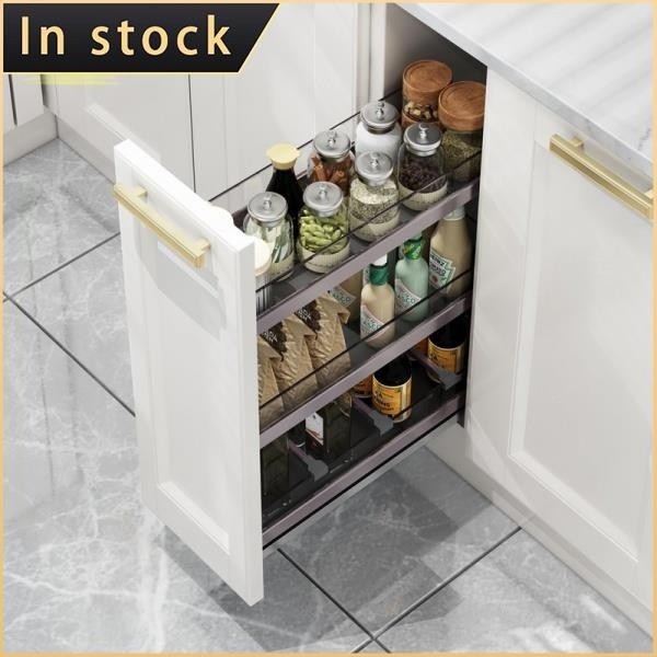 【SG Ready Stock】kitchen cabinet storage pull out basket glass narrow ...