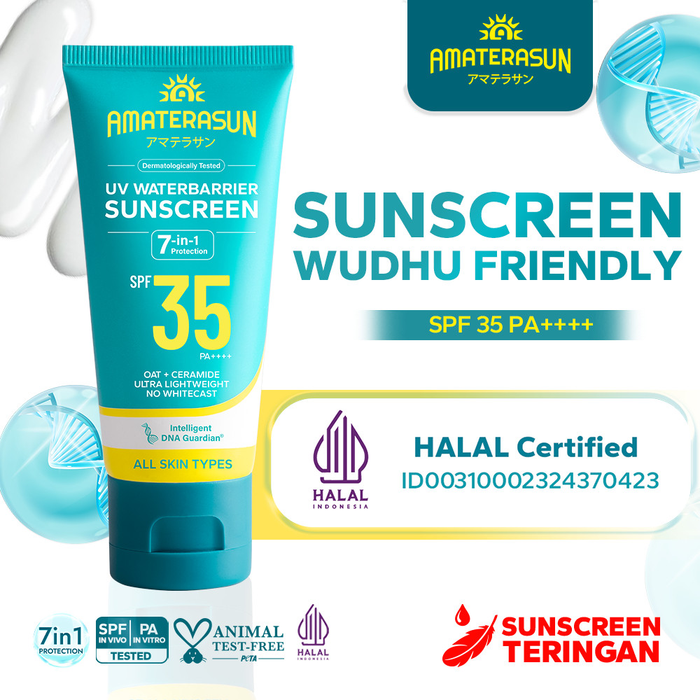 Amaterasun UV Waterbarrier Sunscreen SPF 35 PA++++ 40gr / Merah Jingga Official - Gambar 2
