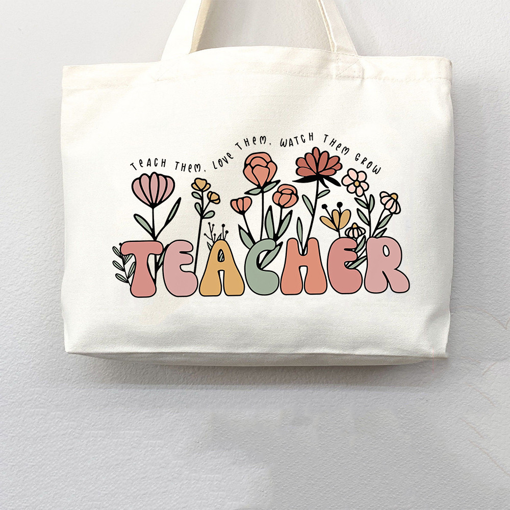 Floral Teacher Tote Bag Teacher Appreciation Gift Teach Them Love Them ...