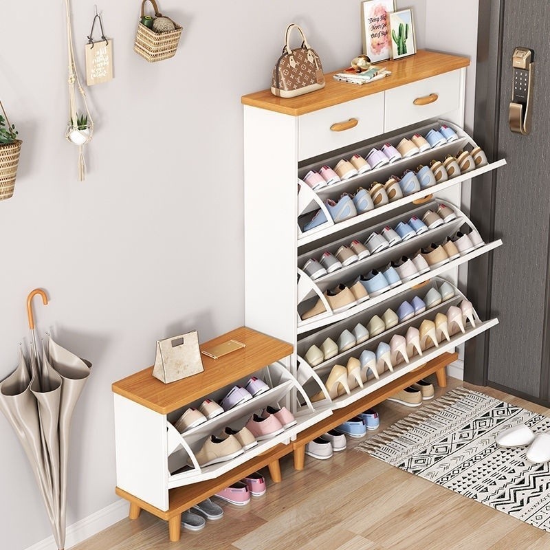 Shoe Cabinet Flip Bucket Entryway Shoe Cabinet Small Household Slim ...