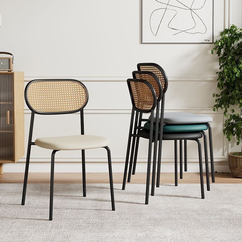 Nordic Rattan Home Iron Dining Table and Chair Designer Chair Back ...