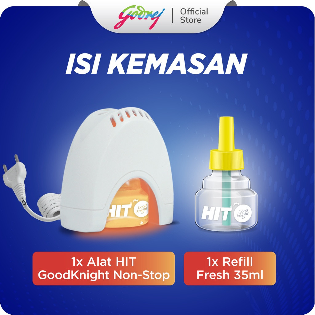 Hit Good Knight Non Stop Set + 1 Refill Fresh - Obat Nyamuk Elektrik - Bunuh Nyamuk Penyebab Demam Berdarah (DBD) - Gambar 2