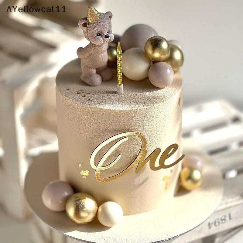 AA New One Happy Birthday Cake Topper Acrylic Rose Gold One Cupcake ...