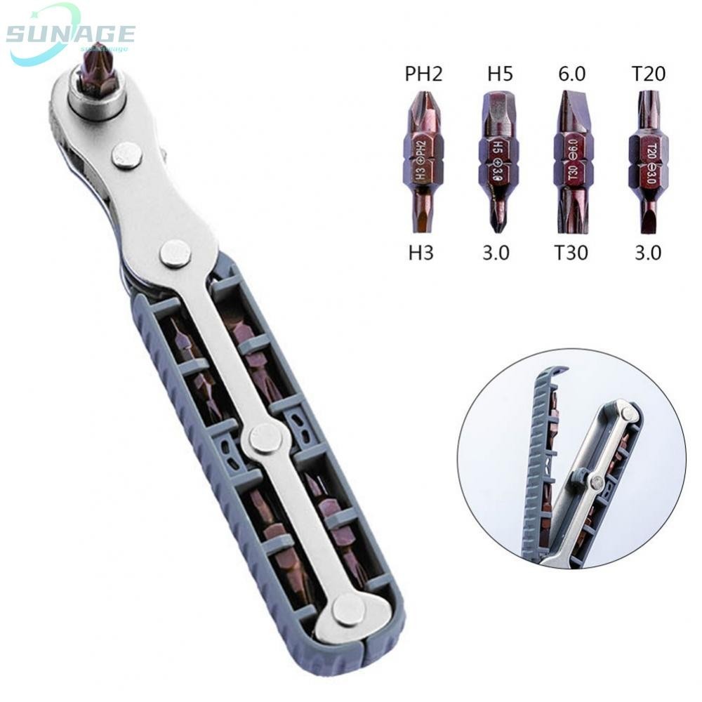 Compact and Ratchet Wrench with Hex Shank Screwdriver Bit