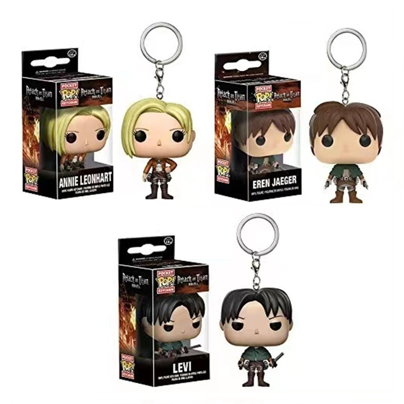 Funko POP Anime Attack on Titan Keychain Levi Eren Jager Annie Figures ...