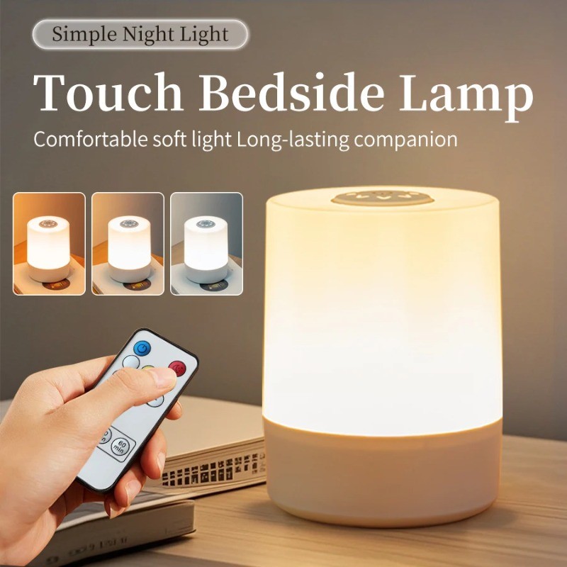 【Ready Stock】LED Rechargeable Night Lamp Dimmable Table Lamp Touch ON ...