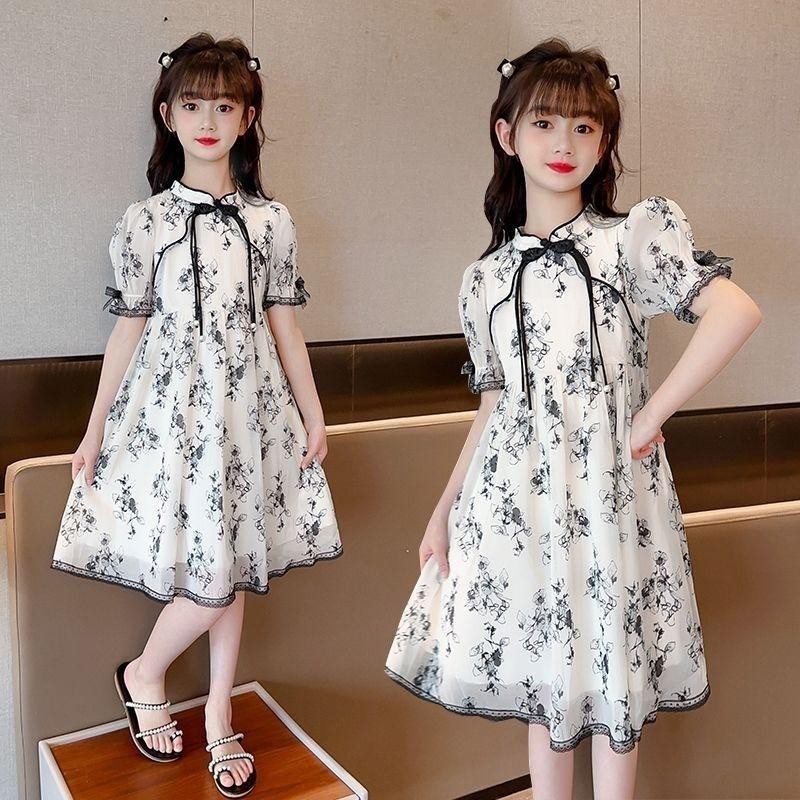Pippikids Bé Gái Sườn Xám Mùa Hè Trẻ Em Chinoiserie Hanfu Trẻ Em Đường Đầm Bé Gái