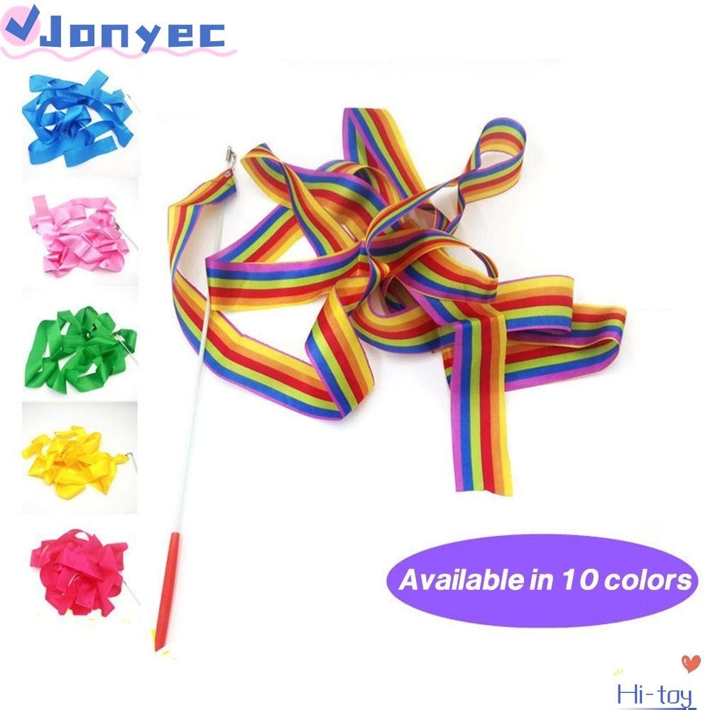 JONY1EC Colorful Gym Ribbons 2M Ballet Streamer Twirling Rod Artistic ...