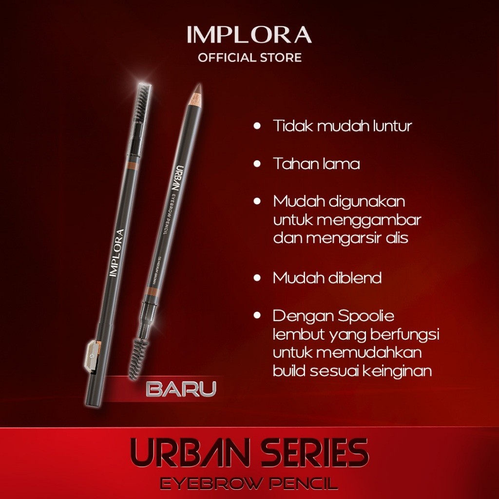 Implora Urban Eyebrow Pencil / Merah Jingga Official - Gambar 3
