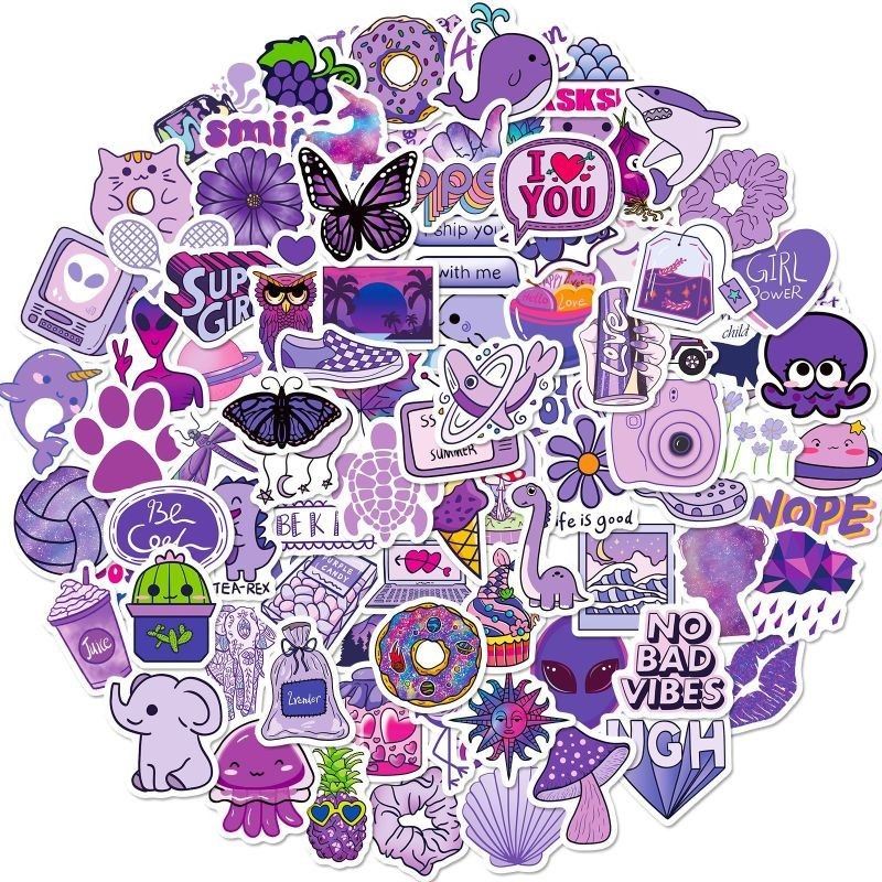 100pcs Purple Vsco Stickers Aesthetic Stickers Laptop Stickers Waterproof Stickers For Teens 2864