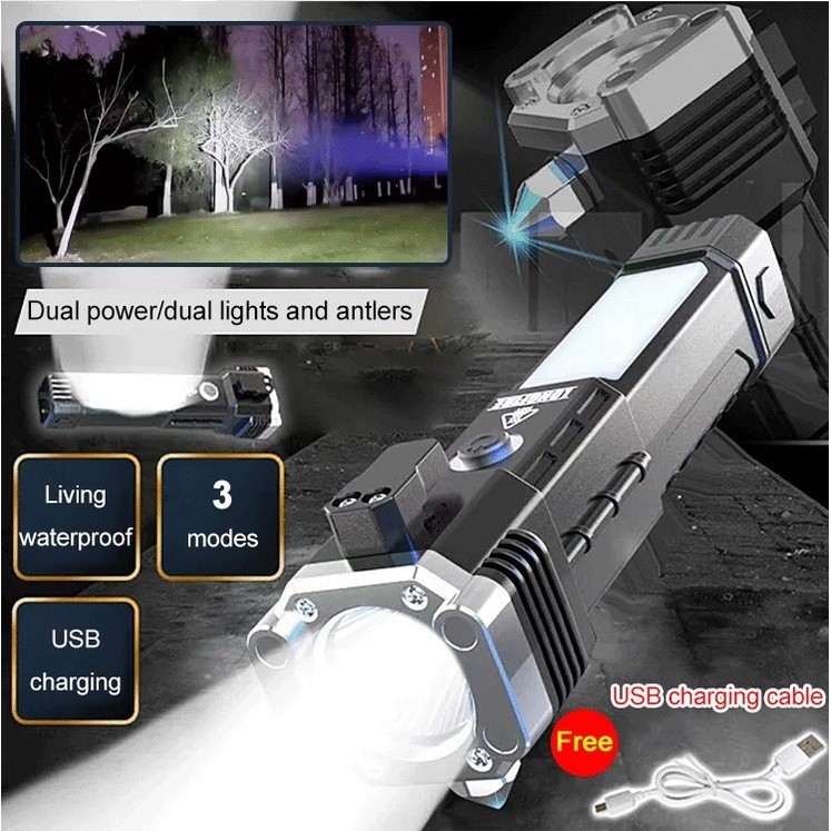 8 in1 Multifunction Flashlight Solar Torchlight With USB Power Bank LED ...