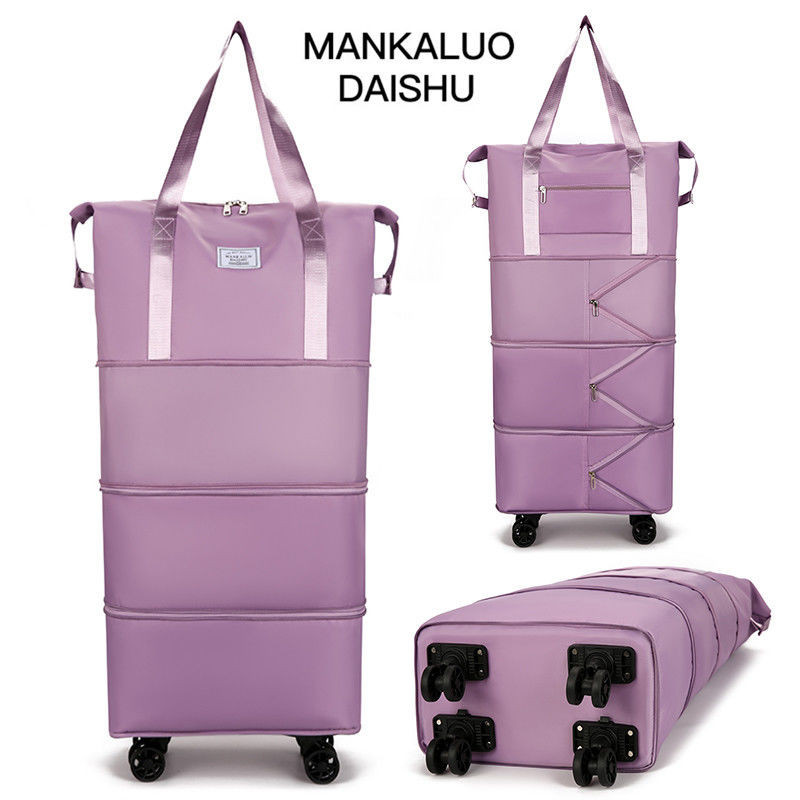 Luggage Bag with Expandable Capacity and 360 Rotation Wheels for International Travel Large Space Lugage Bag Wheeled Folding Design for Overseas