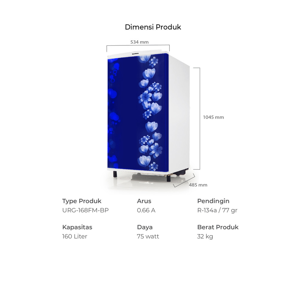 Maspion Kulkas Refrigerator Lemari ES 168 Liter URG-168 FM BP - Gambar 2