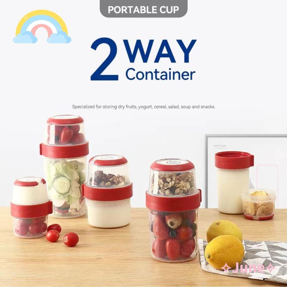 JUNE Overnight Oats Container, PP 560ml Yoghurt Pots, Reusable With ...