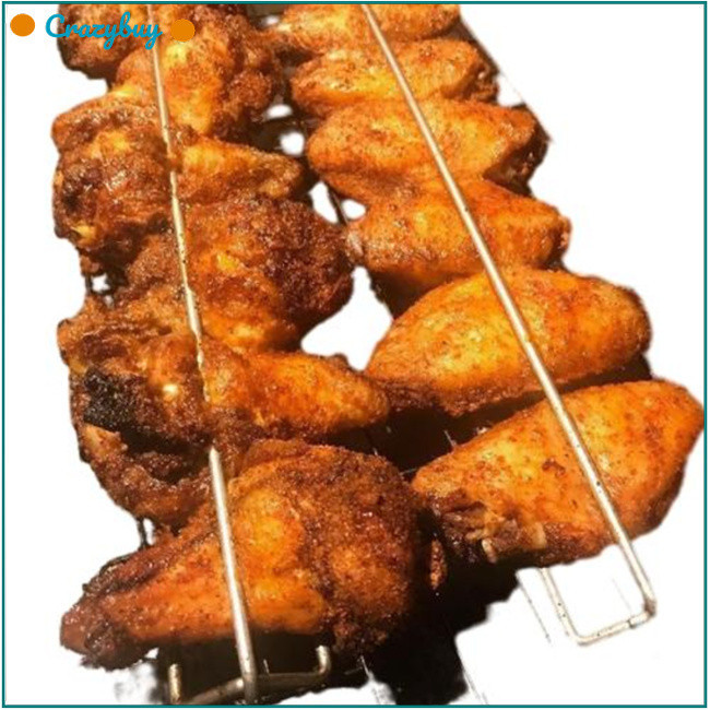 CR 4 Pcs Wing Rails For Grilling Chicken Wings, Double Prong Clamping ...