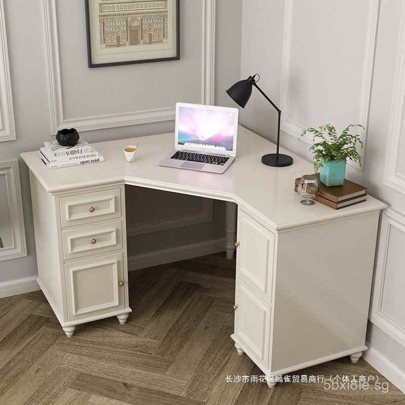American Style Corner Desk and Bookshelf Combination Solid Wood ...