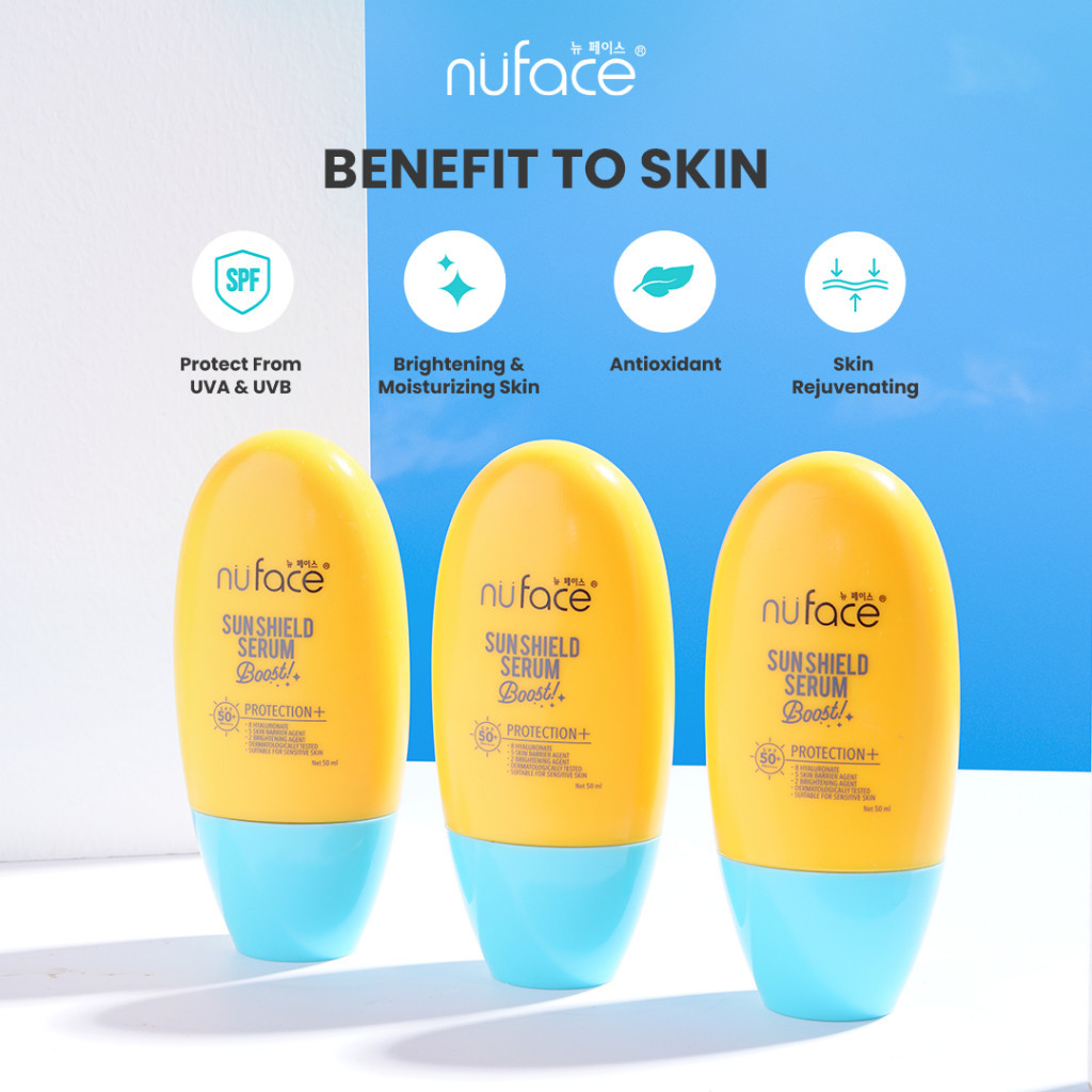 Nuface Sun Shield Serum Boost Protection SPF 50+ PA++++ 50ml Nu Face / Merah Jingga Official - Gambar 3