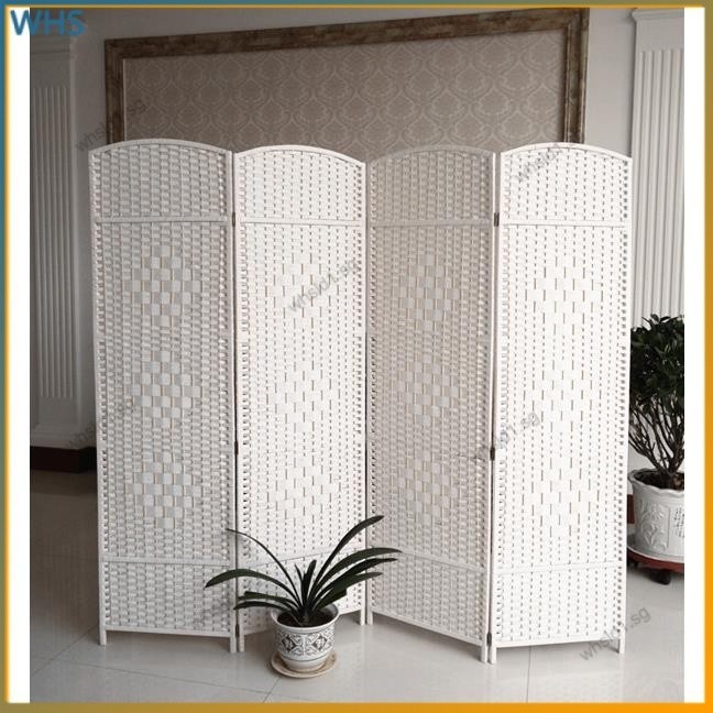Folding screen partition grass rattan screen handmade folding partition ...