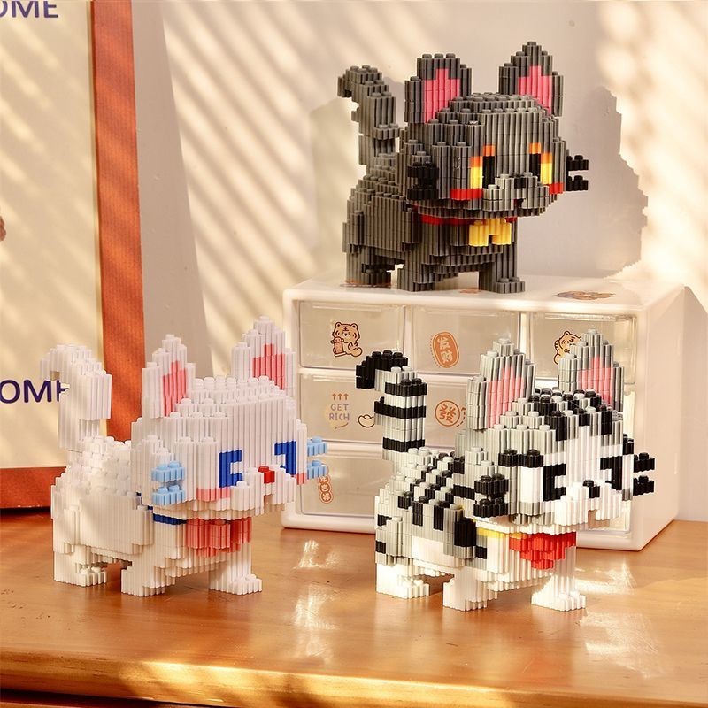 Building blocks Chinese Pastoral Cat Building blocks Black White Cat ...