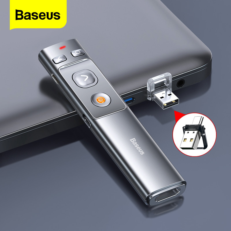 Baseus Wireless Presenter 2.4GHz USB Type C Red Pointer RF Remote ...