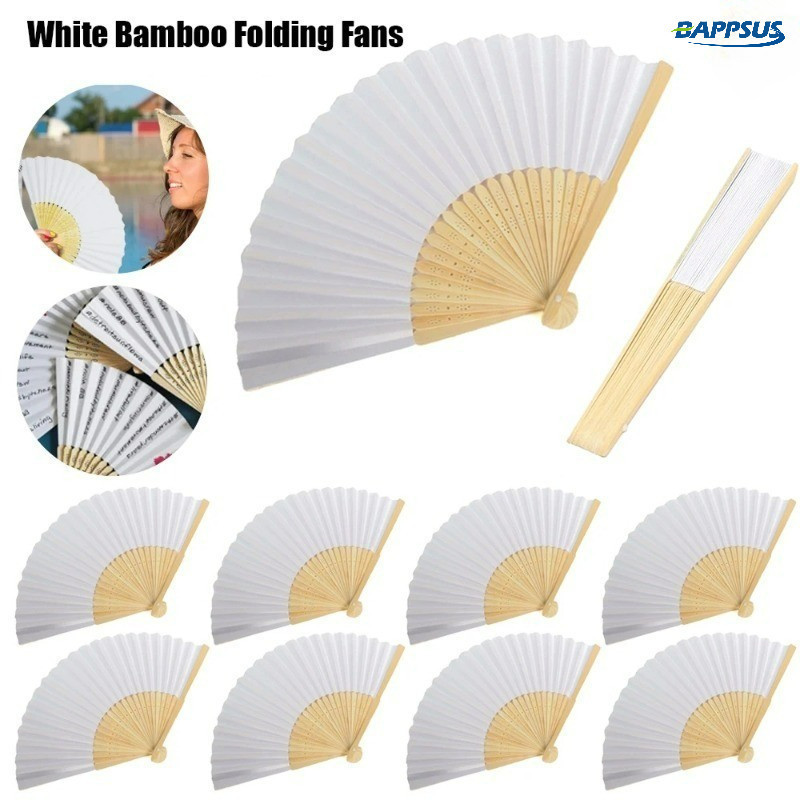 DIY Painting White Hand Fans - Bamboo Foldable Blank Paper Fan ...