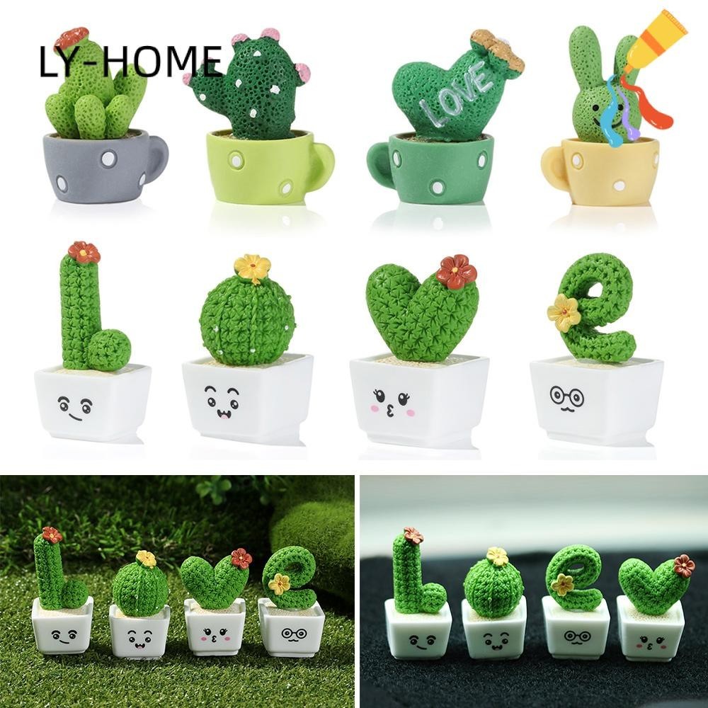 LY 1/4pcs Resin Cactus Flower Figurines Cake baking Micro Landscape ...