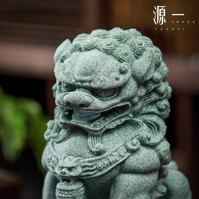 獅子　吉祥獣　彫刻　天然石　古玩　置物　インテリア　工芸品　美術品　A1377 Yuanyi】Extra-large Chinese-style stone lion ornaments for the