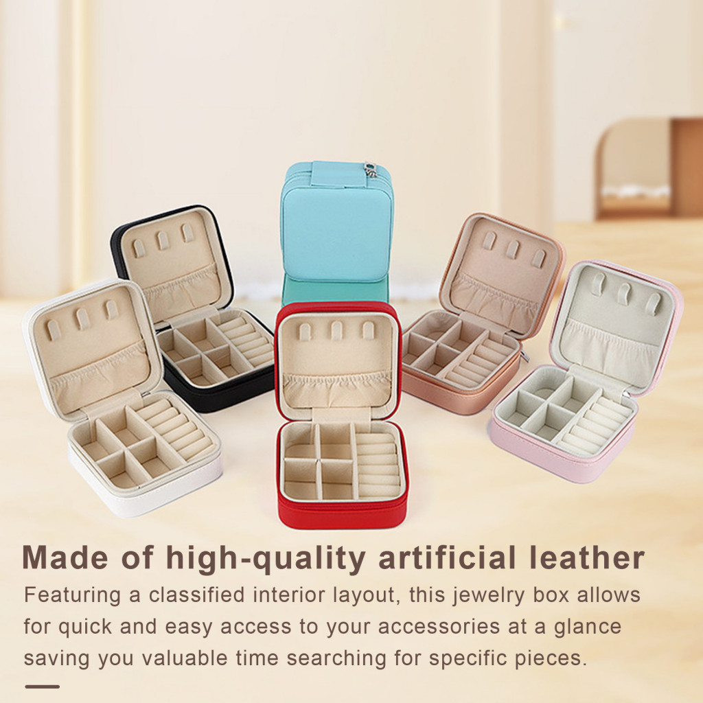 Compact Jewelry Organizer Small Jewelry Box Portable Zippered Jewelry Box Organizer with Multi compartments for Earrings and Rings Travel friendly Storage for Southeast Shopee Singapore