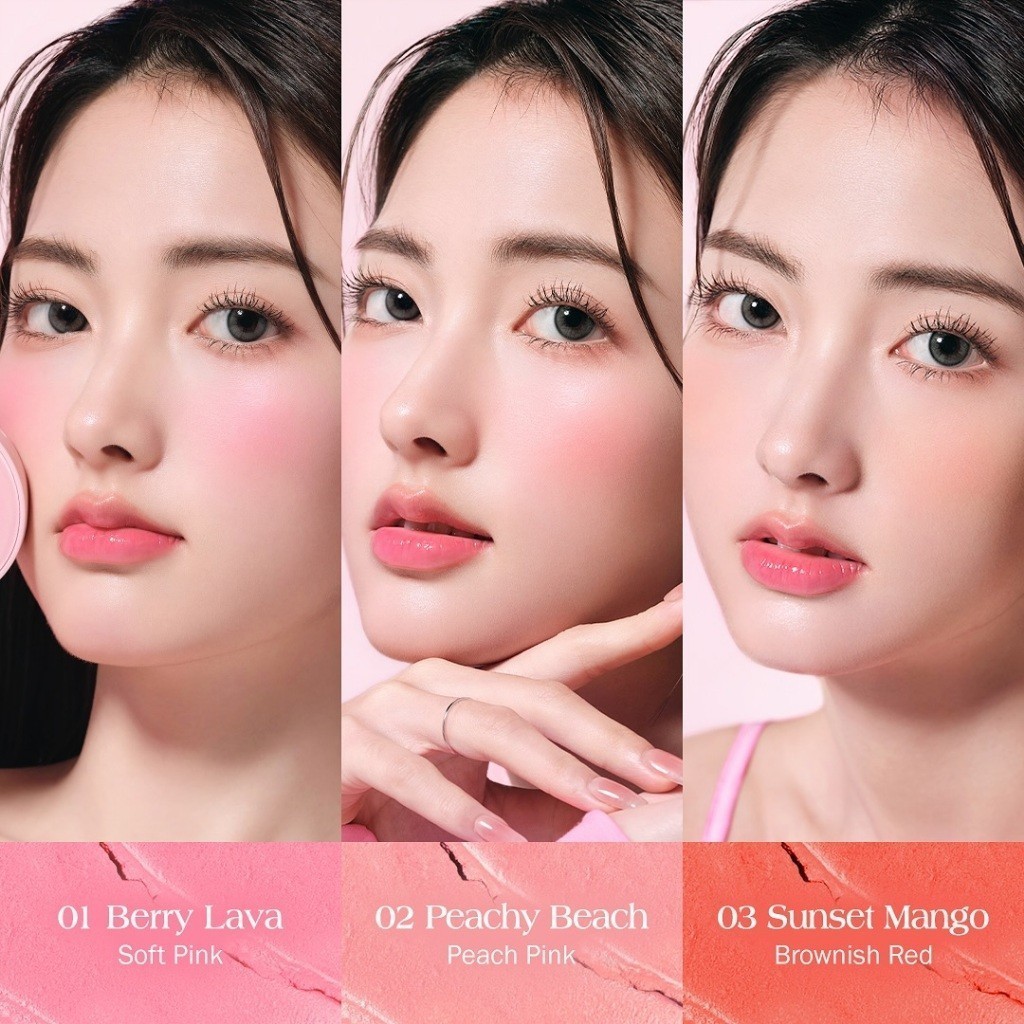 BNB barenbliss Moist Mochi Paste Powder Blush [12H Lasting Color] Cream Blush / Merah Jingga Official - Gambar 3