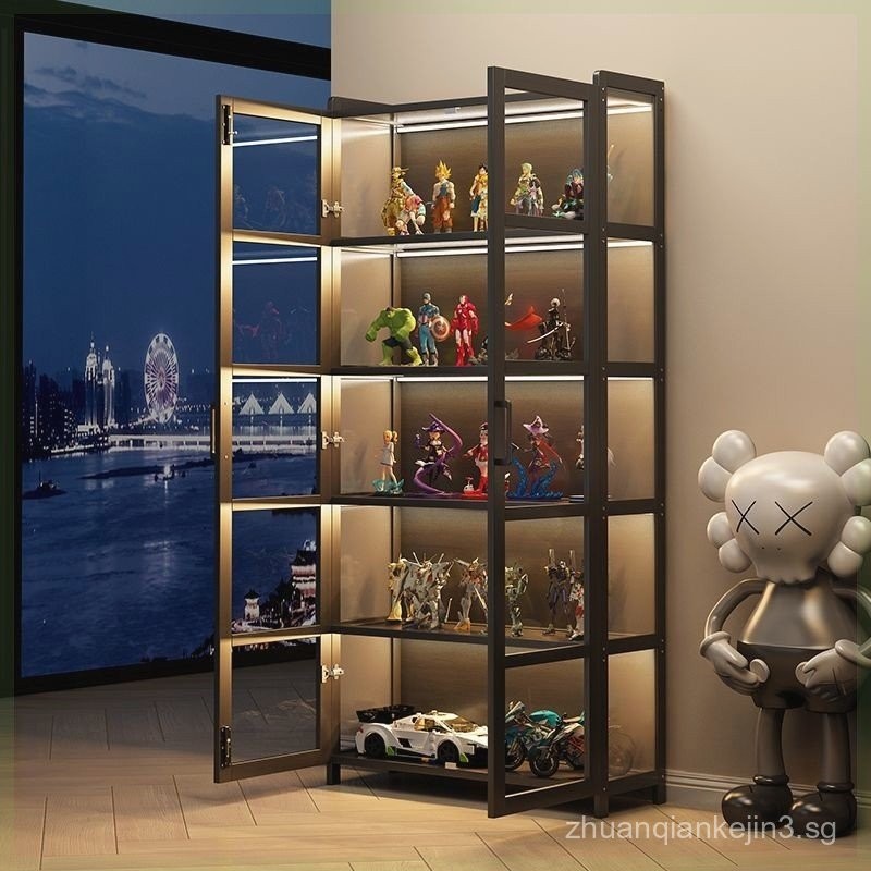 Display Cabinet with Lock and Light, Acrylic Transparent Dustproof ...