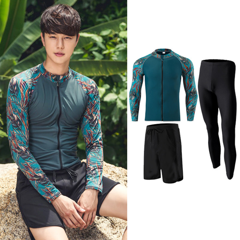 L-4XL Men Long Sleeve Rash Guards Multi-Piece Swimsuit Surfing Swimming ...