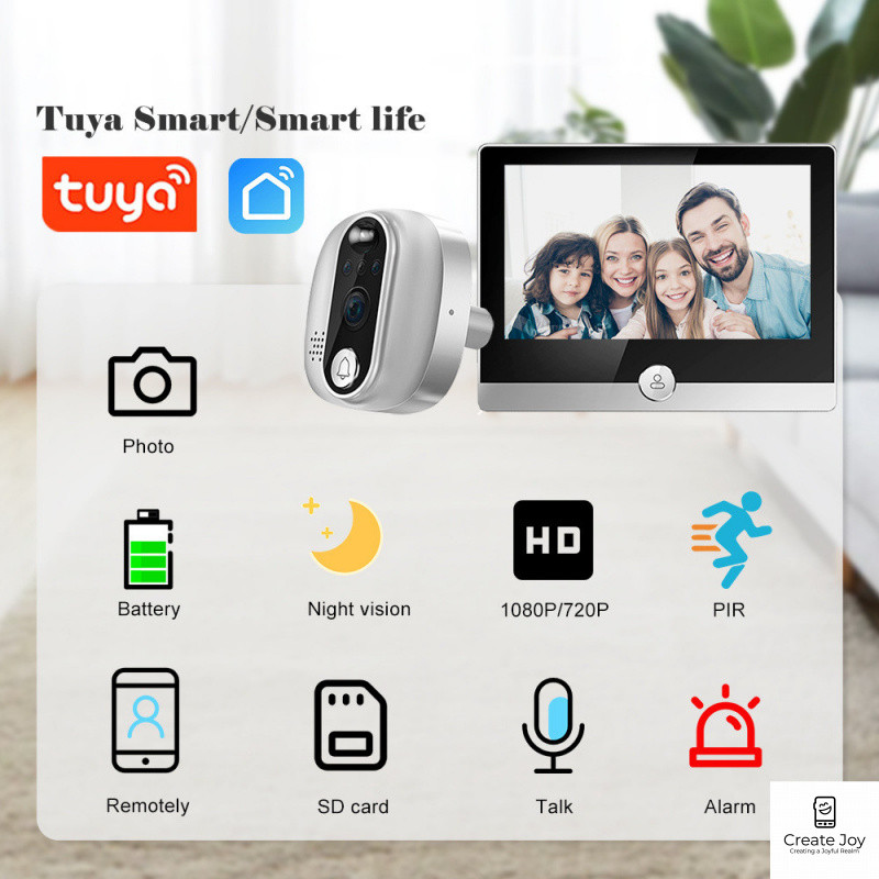 Tuya Smart Cat Eye Camera Wireless wifi Home Surveillance Remote Video ...